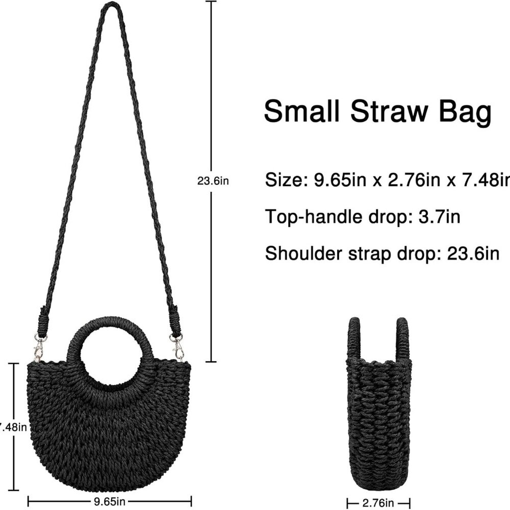 Womens Straw Beach Bag Woven Crossbody Shoulder Bags Top Handle Satchel Handbag - Picture 6 of 6